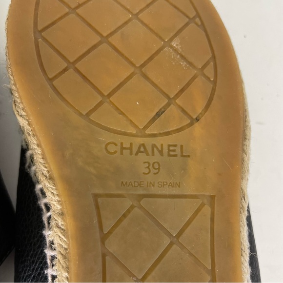 Chanel Black Leather Cap Toe Espadrilles size 39 - Picture 9 of 10
